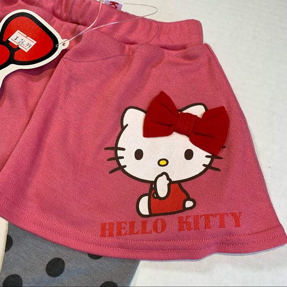 12-24M Hello Kitty NWT grey polka dot pants with pink skirt attached - Picture 2 of 4